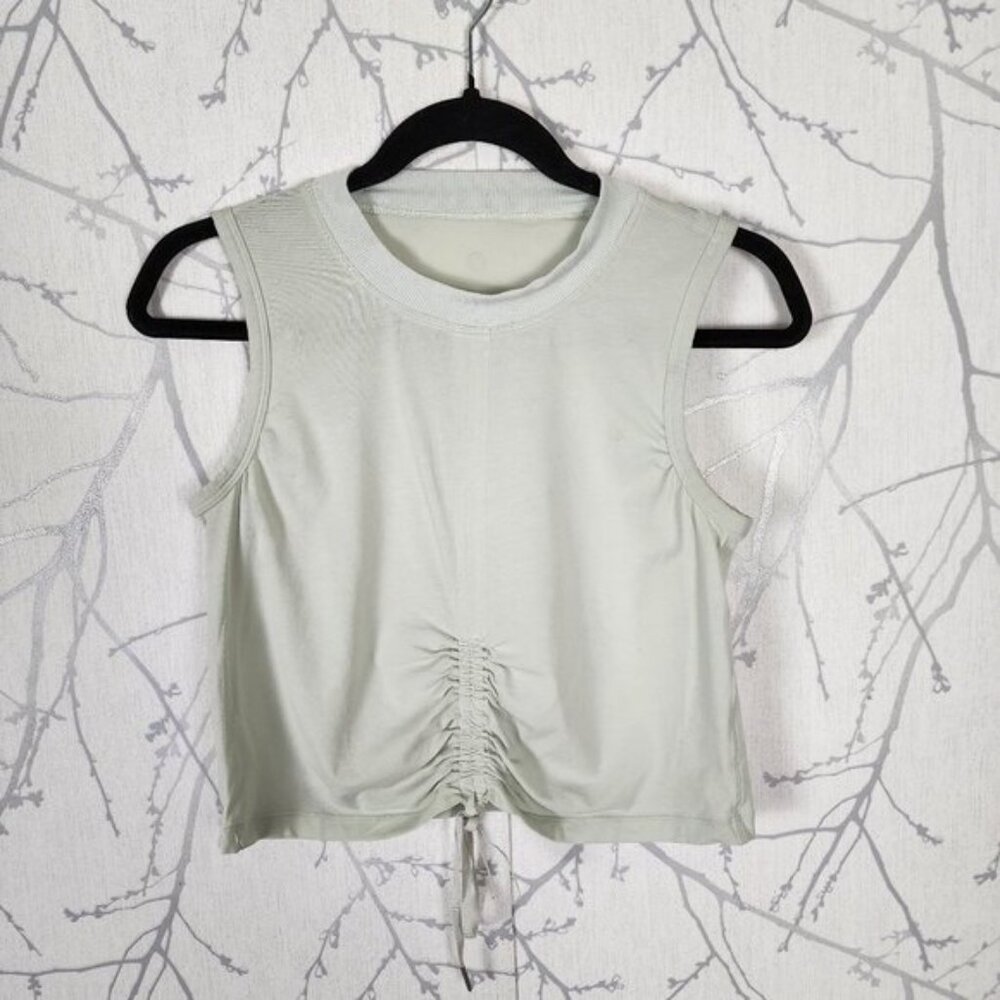 Lululemon Springtime Green Pima Cotton Cinch Me Up Front Tank - Picture 2 of 5